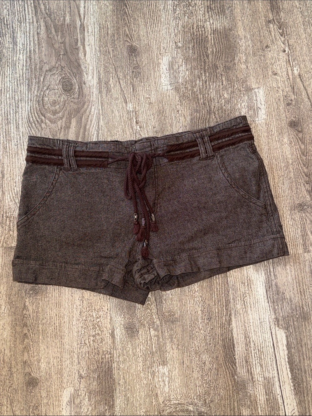 Vanity High Waist Drawstring Shorts in Dark Brown